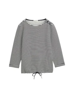 Langarmshirt mit Knopf-Details offwhite navy regular stripe