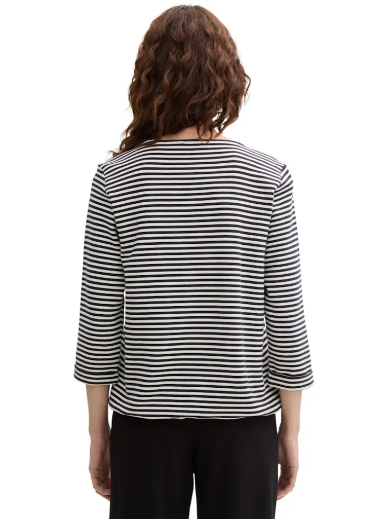 Langarmshirt mit Knopf-Details offwhite navy regular stripe