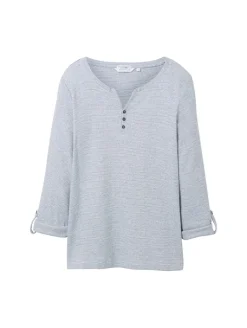 Langarmshirt mit Turn-Up-Funktion offwhite navy small stripe