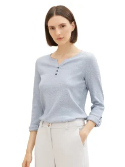 Langarmshirt mit Turn-Up-Funktion offwhite navy small stripe