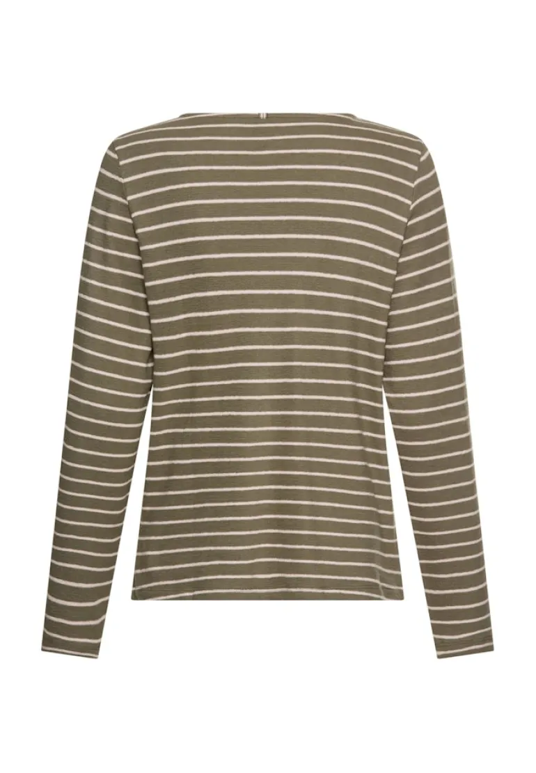 Langarm-T-Shirt aus Bio-Baumwolle shadow khaki stripes