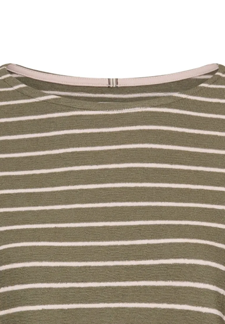 Langarm-T-Shirt aus Bio-Baumwolle shadow khaki stripes