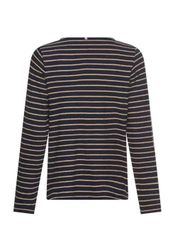 Langarm-T-Shirt aus Bio-Baumwolle ink blue stripes
