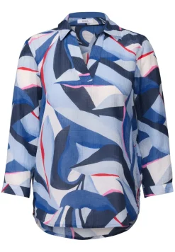 Lange Hemdbluse mit Print urban navy blue