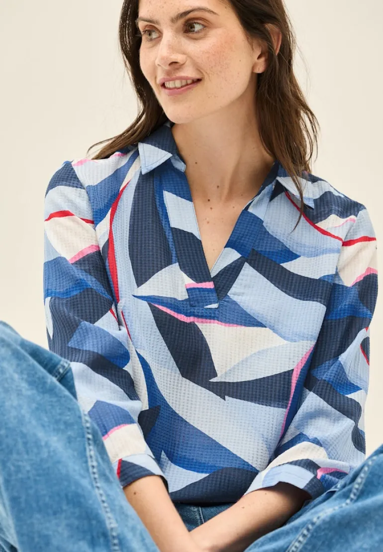 Lange Hemdbluse mit Print urban navy blue