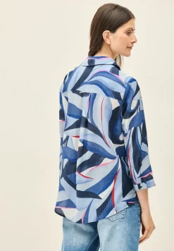 Lange Hemdbluse mit Print urban navy blue