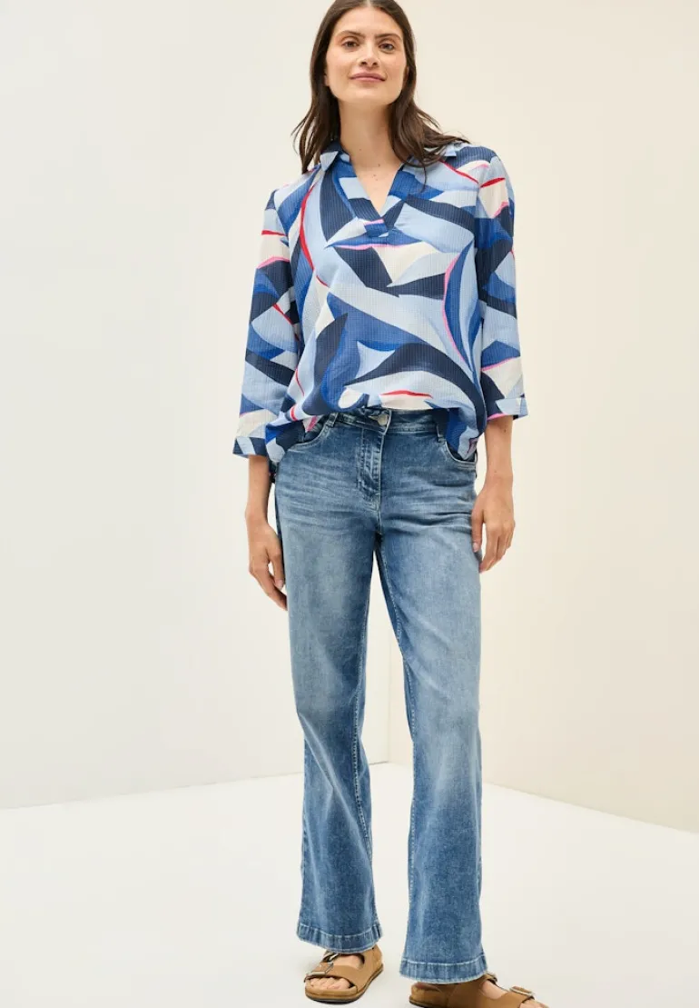 Lange Hemdbluse mit Print urban navy blue