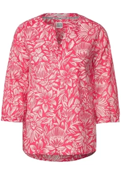 Leichte Print Baumwollbluse strawberry red