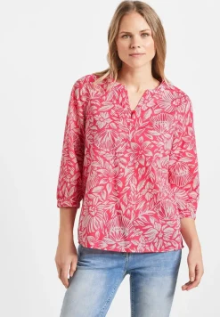 Leichte Print Baumwollbluse strawberry red