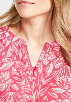Leichte Print Baumwollbluse strawberry red