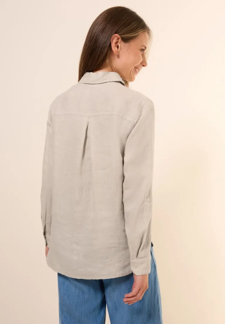 Leinen-Hemdbluse pumice beige