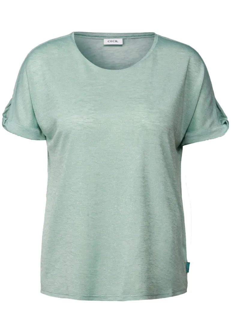 Leinen-Look Glitzer-Shirt ice sage green