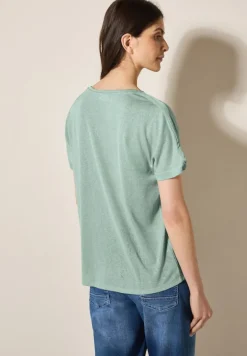 Leinen-Look Glitzer-Shirt ice sage green