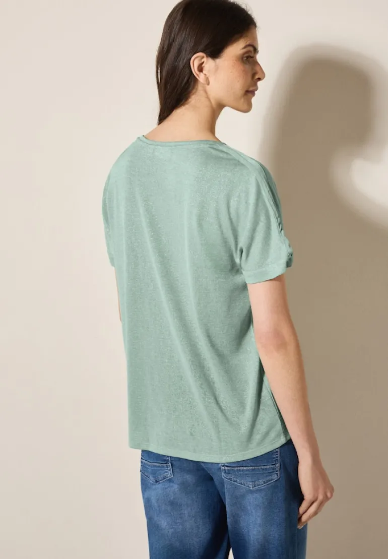 Leinen-Look Glitzer-Shirt ice sage green