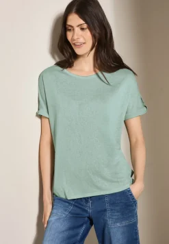 Leinen-Look Glitzer-Shirt ice sage green