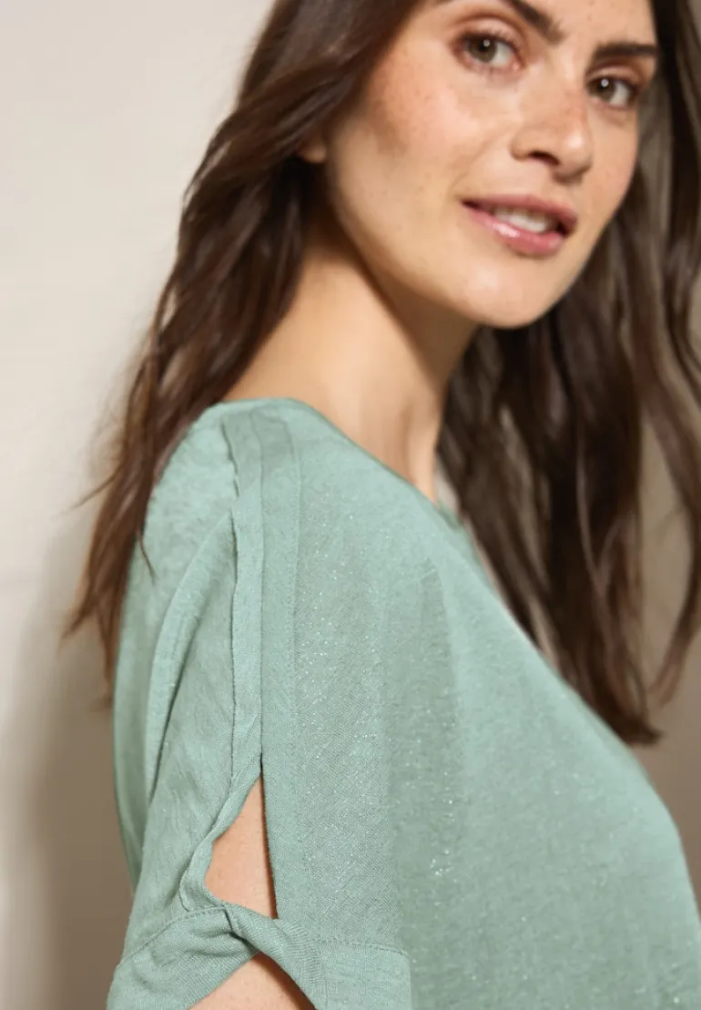 Leinen-Look Glitzer-Shirt ice sage green