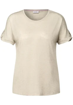 Leinen-Look Glitzer-Shirt pumice beige