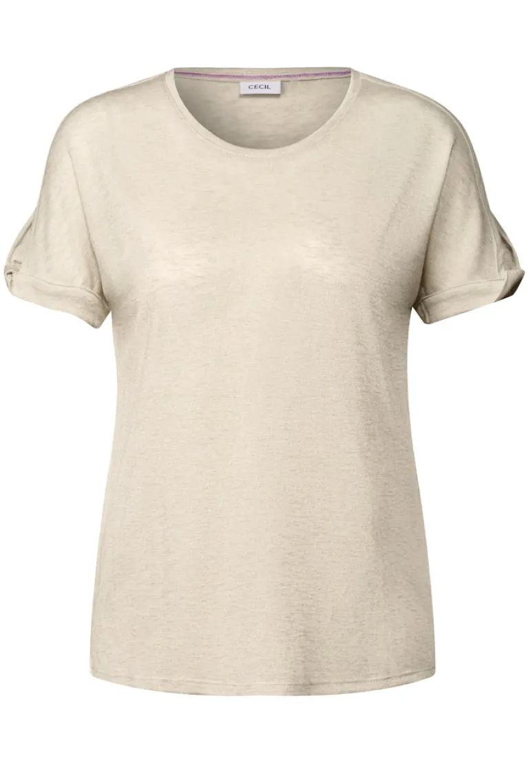 Leinen-Look Glitzer-Shirt pumice beige