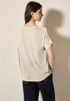 Leinen-Look Glitzer-Shirt pumice beige