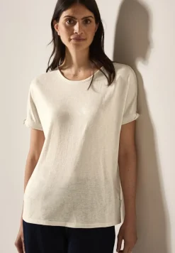 Leinen-Look Glitzer-Shirt pumice beige