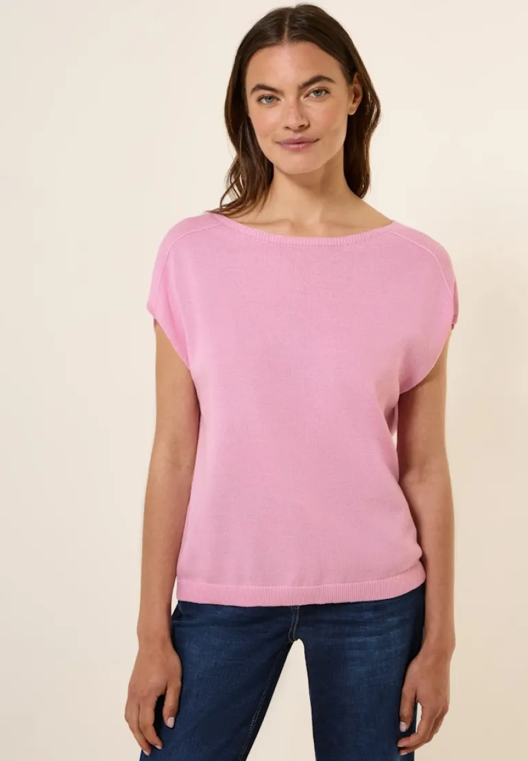Leinen-Look Strickpullover cherry blossom pink