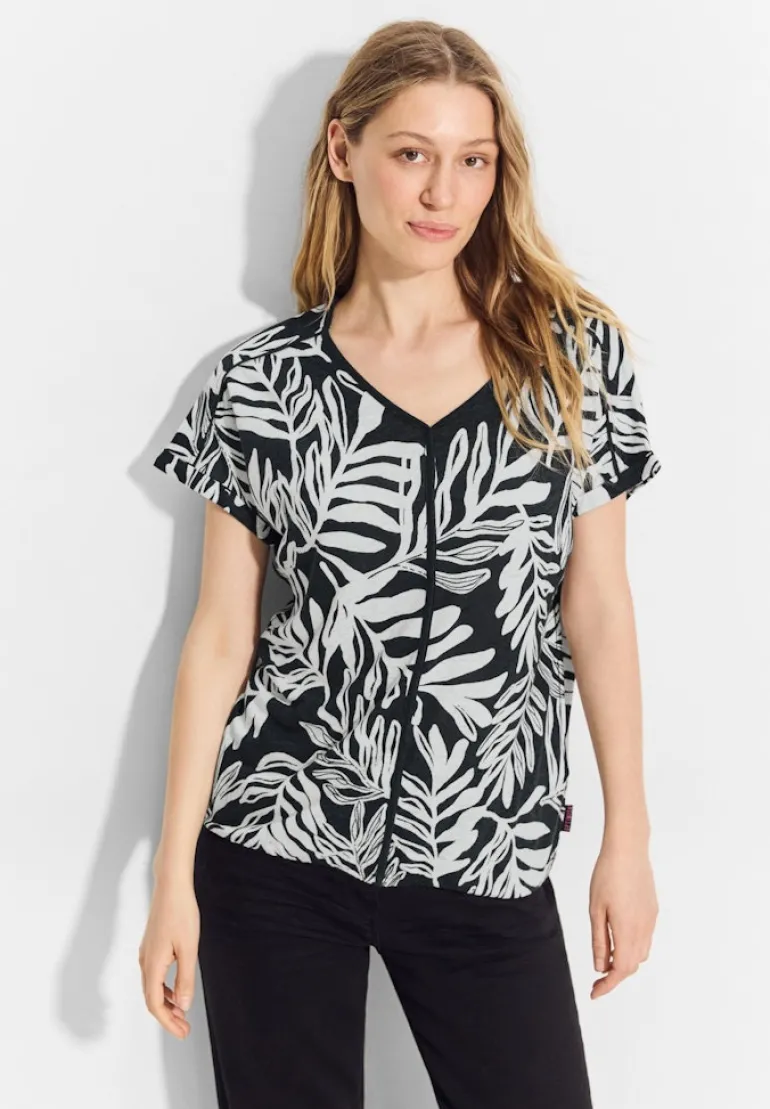 Leinenmix T-Shirt black