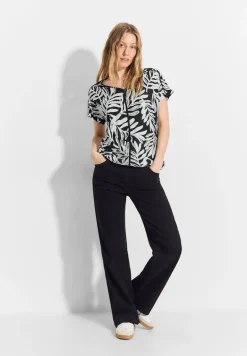 Leinenmix T-Shirt black