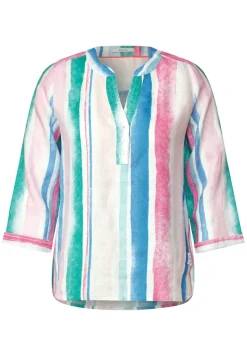 Leinen Streifenbluse white
