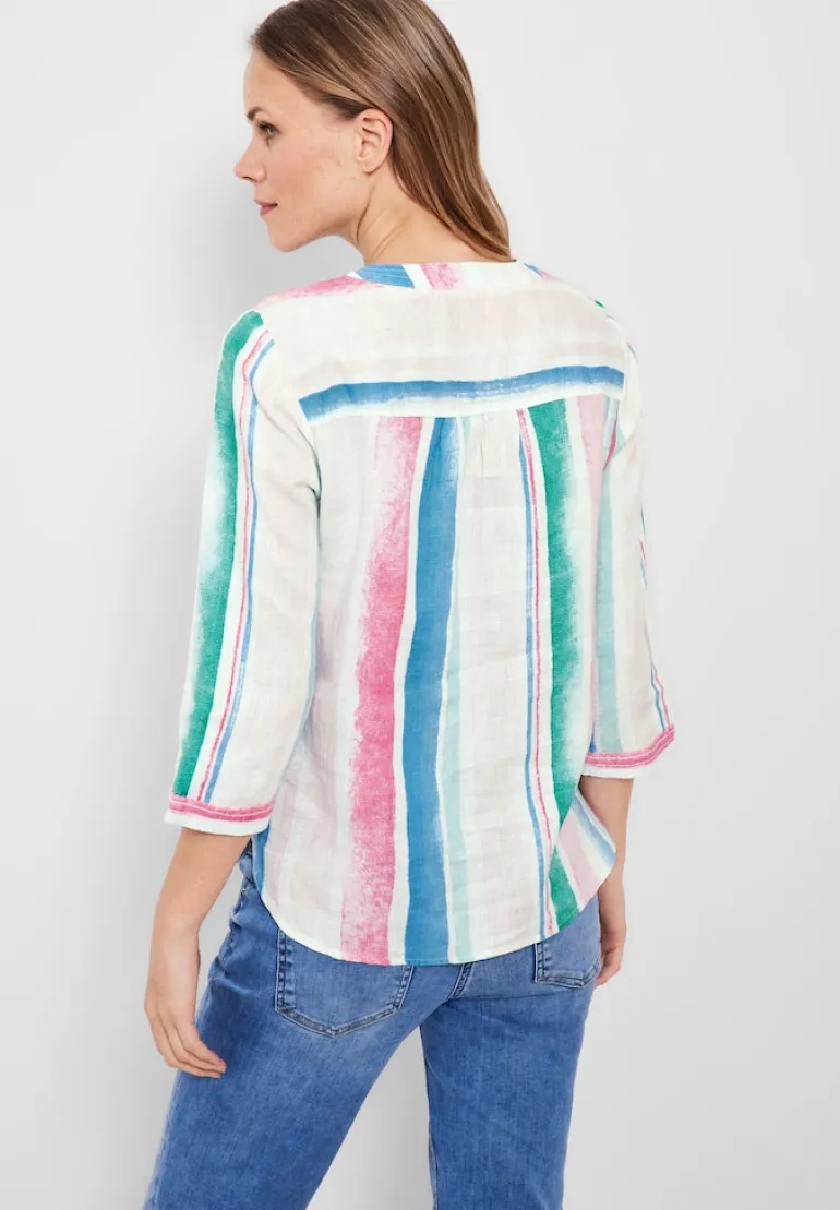 Leinen Streifenbluse white