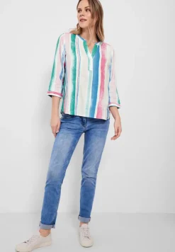 Leinen Streifenbluse white
