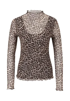 Leoshirt mit Stehkragen beigeblack