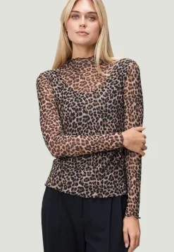 Leoshirt mit Stehkragen beigeblack