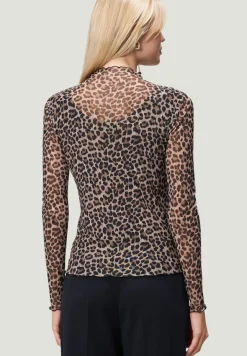 Leoshirt mit Stehkragen beigeblack