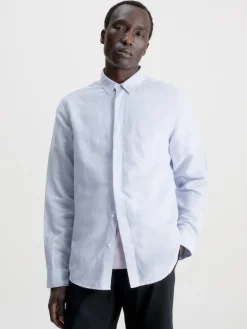 LINEN COTTON REGULAR SHIRT light blue
