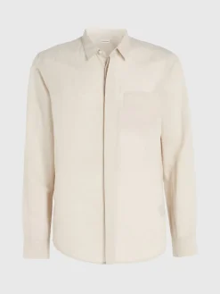 LINEN COTTON REGULAR SHIRT stony beige