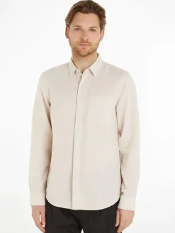 LINEN COTTON REGULAR SHIRT stony beige