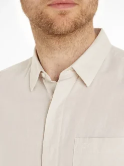 LINEN COTTON REGULAR SHIRT stony beige