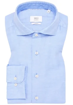 Linen Shirt Twill Langarm azurblau