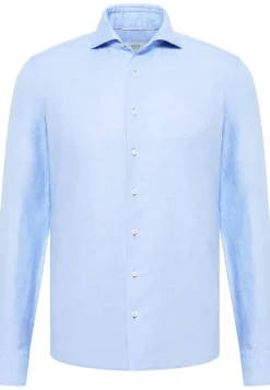 Linen Shirt Twill Langarm azurblau