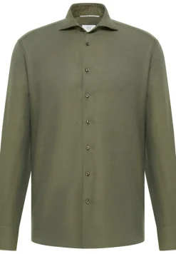 Linen Shirt Twill Langarm khaki