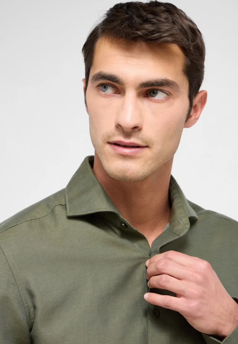 Linen Shirt Twill Langarm khaki