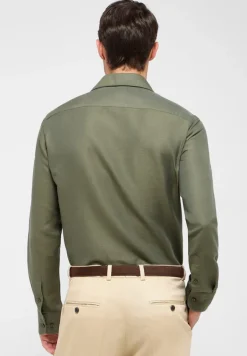 Linen Shirt Twill Langarm khaki