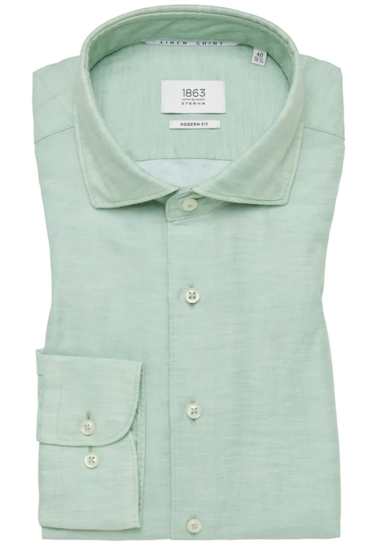 Linen Shirt Twill Langarm lime