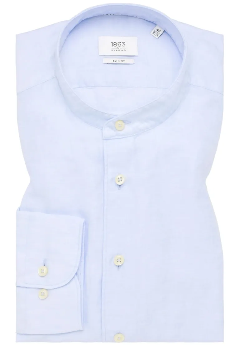 Linen Shirt Twill Langarm pastellblau