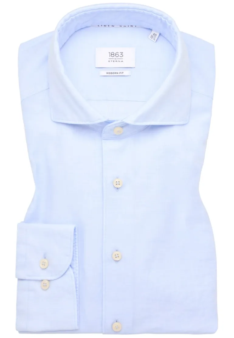 Linen Shirt Twill Langarm pastellblau