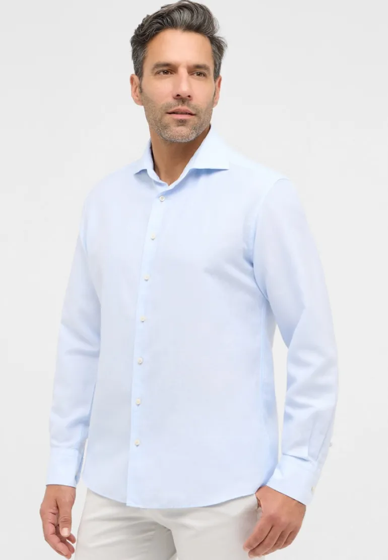 Linen Shirt Twill Langarm pastellblau