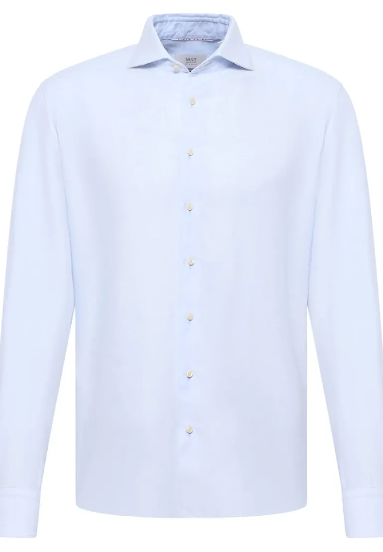 Linen Shirt Twill Langarm pastellblau