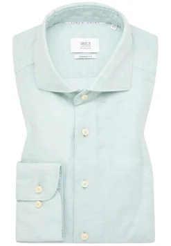 Linen Shirt Twill Langarm türkis