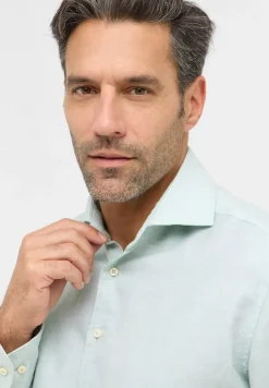 Linen Shirt Twill Langarm türkis