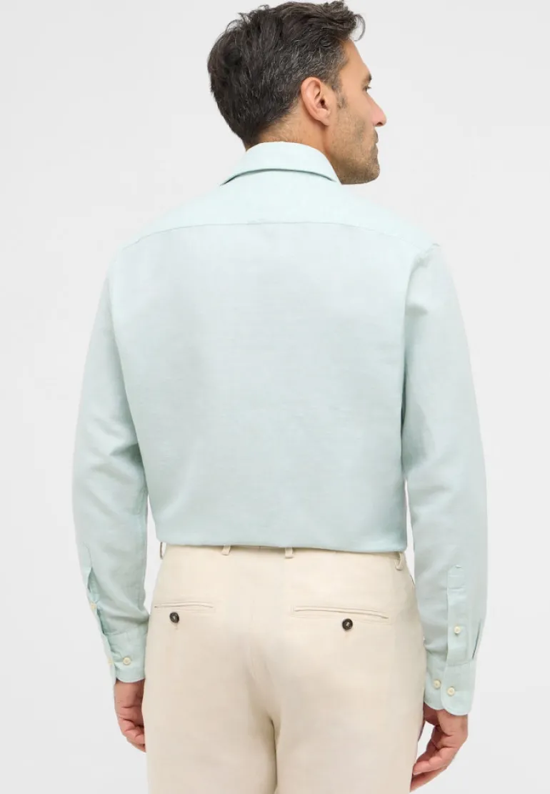 Linen Shirt Twill Langarm türkis